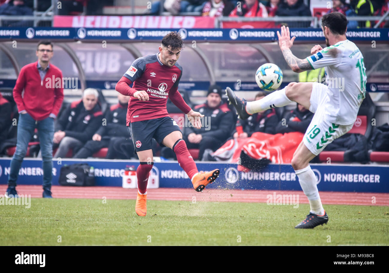 Germania, Nuernberg, Max-Morlock-Stadion, 03 marzo 2018 - 2.Bundesliga - 1.FC Nürnberg vs. SpVgg Greuther Fürth - 264° Franken Derby ! Foto Stock