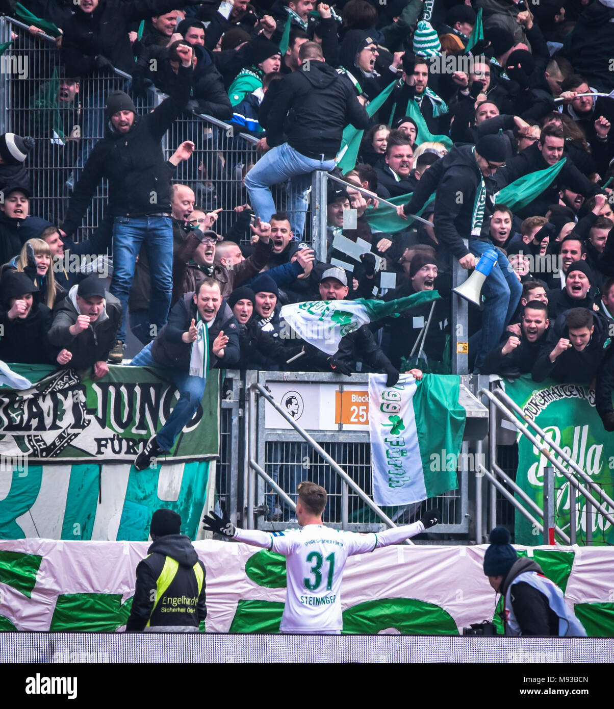 Germania, Nuernberg, Max-Morlock-Stadion, 03 marzo 2018 - 2.Bundesliga - 1.FC Nürnberg vs. SpVgg Greuther Fürth - 264° Franken Derby ! Foto Stock