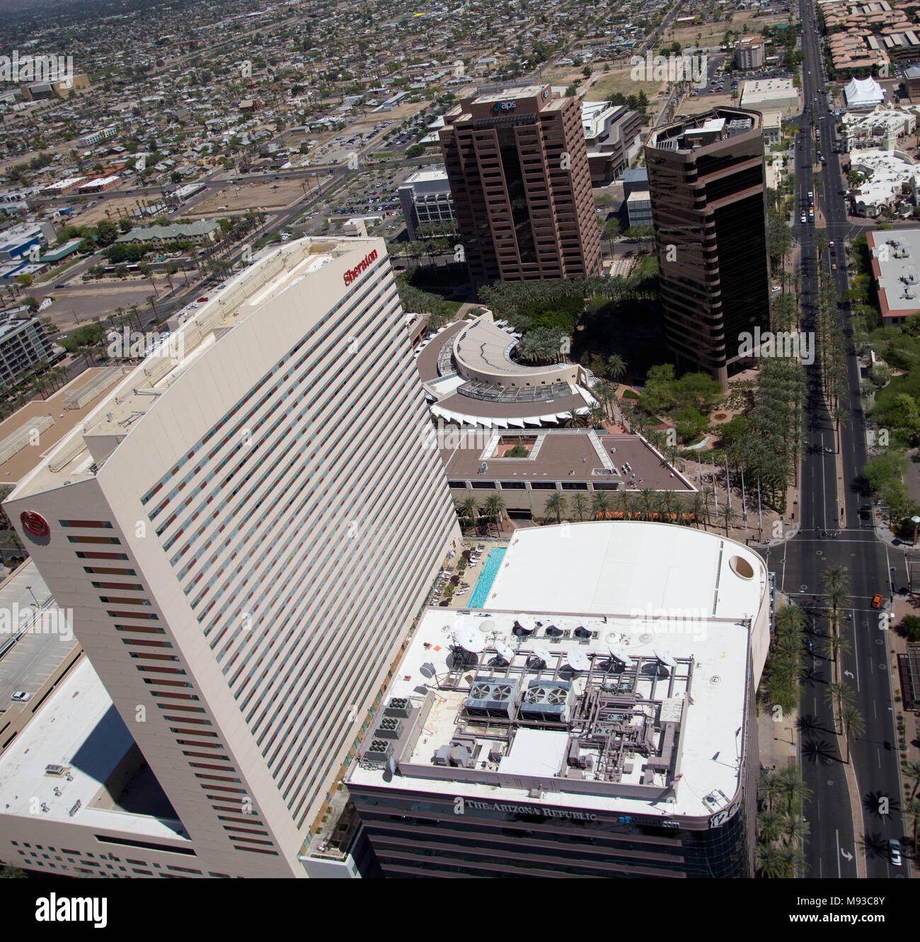 La fotografia aerea di Phoenix, Tempe, Peoria, Mesa, Chandler, Glendale, Scottsdale, Gilbert, Tempe dello stato dell Arizona in noi. (Foto:Luis Gutierre Foto Stock