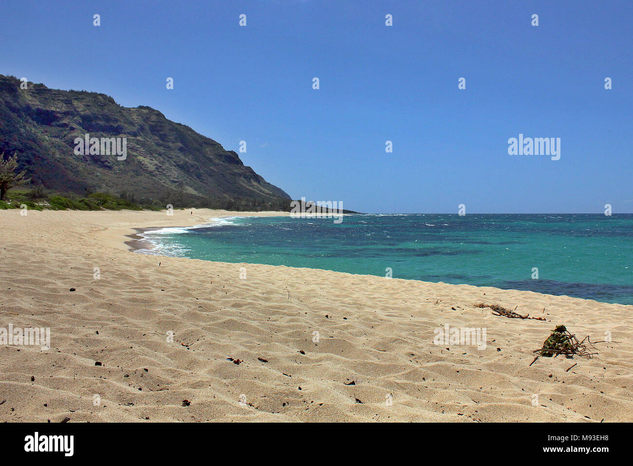 Distanza spiaggia di Mokuleia su Oahu, Hawaii, utilizzato come set di un film per la TV mostra perso Foto Stock