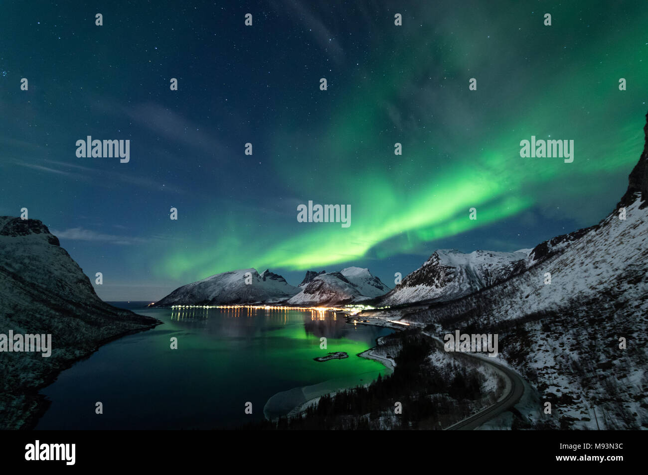 Luci del nord in Senja, Norvegia Foto Stock