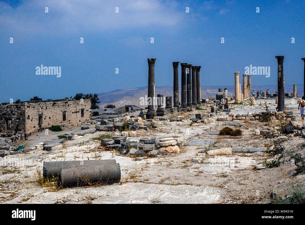 Jerash, la Gerasa dell antichità (Greco antico: Γέρασα), è la capitale e la più grande città di Jerash Governatorato (محافظة جرش), che si trova nel nord della Giordania, 48 chilometri (30 miglia) a nord della capitale Amman verso la Siria. In quest'ultimo periodo Ottomano, la città di Jerash il nome è stato abbandonato e cambiato in Sakib, ma questo non è stato un continuo sviluppo, come il nome 'Jerash" riappare in Ottoman registri fiscali entro la fine del XVI secolo. Foto Stock