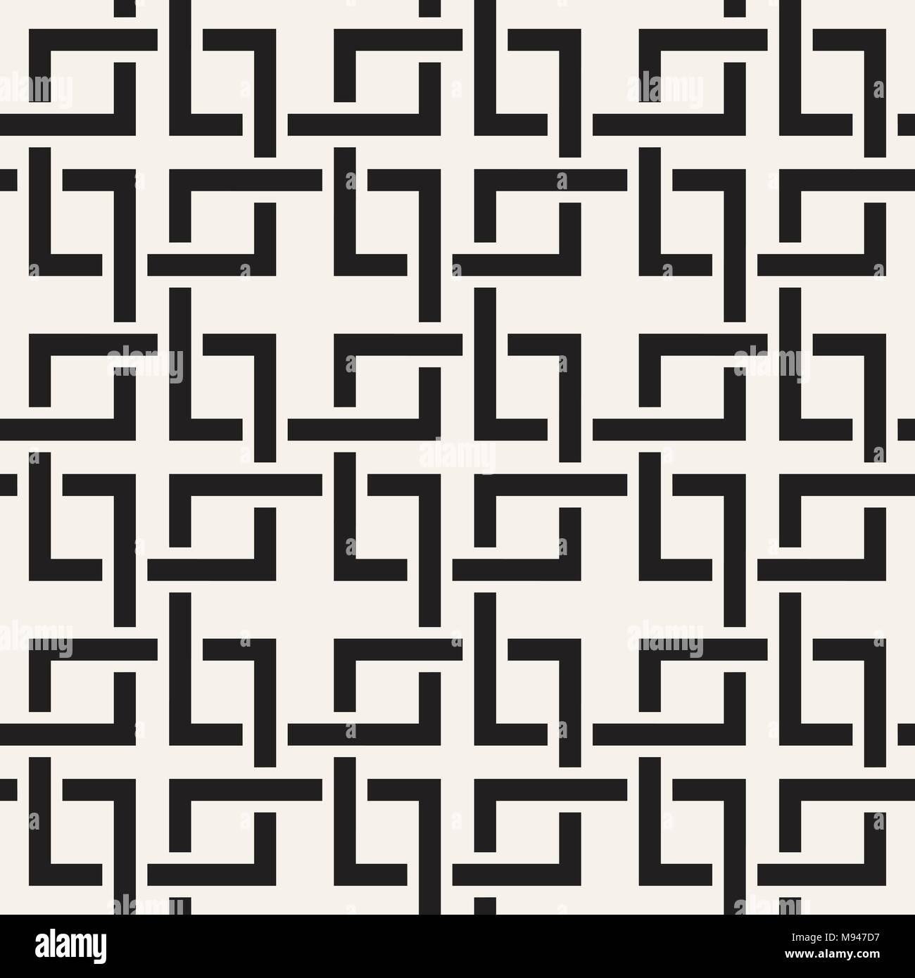 Vettore linee seamless pattern. Abstract sfondo con intreccio di piazze. Geometrico reticolo monocromatica texture. Griglia decorativa. Illustrazione Vettoriale