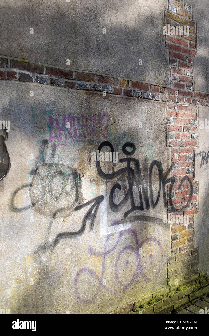 Bella strada arte dei graffiti. Di colore in astratto il disegno creativo di moda su pareti della città. Urban cultura contemporanea. parole vernice sulle pareti. La cultura di protesta della gioventù. Foto Stock