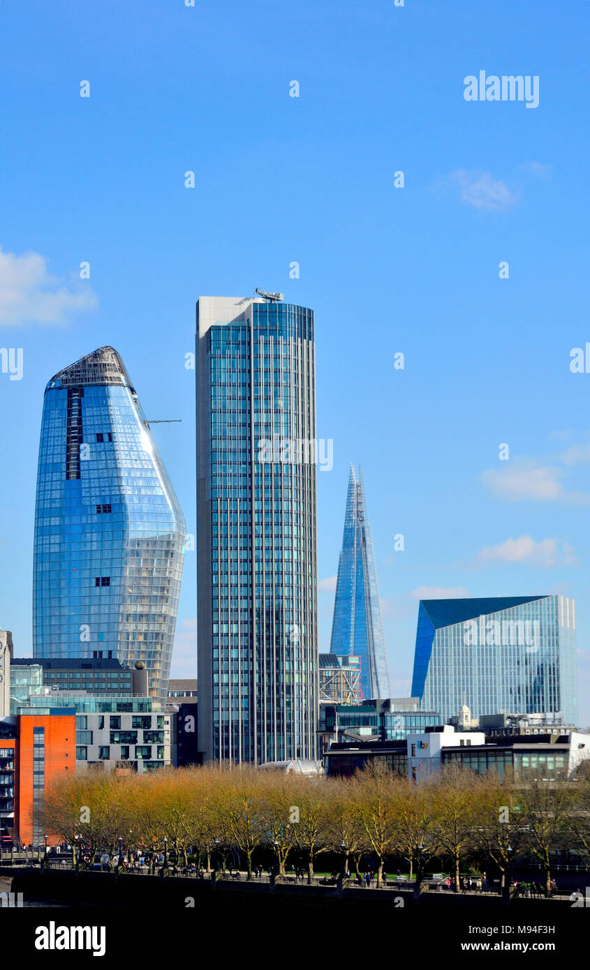Londra, Inghilterra, Regno Unito. Gli edifici di nuova costruzione nella zona di Southwark - Uno Blackfriars (L: 2018) South Bank Tower (appartamenti,1972: ex re di raggiungere Torre) t Foto Stock