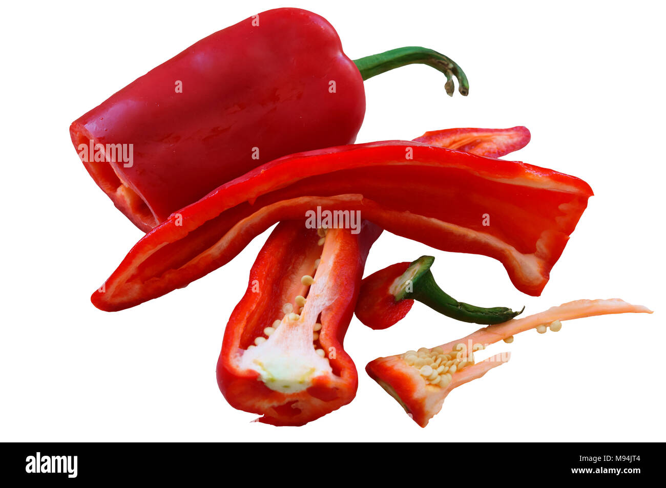 Vegetali lungo rosso pepe, affettato rosso bulgaro peperone dolce o piccante Foto Stock