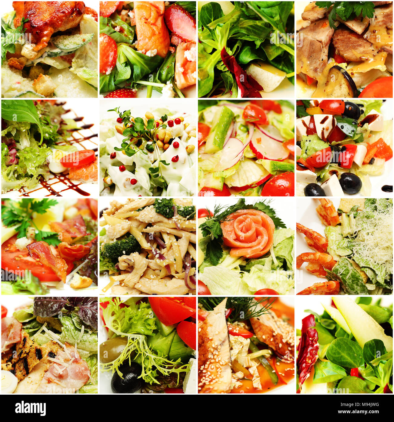 Ristorante gourmet food sfondo. Collage di insalata Foto Stock
