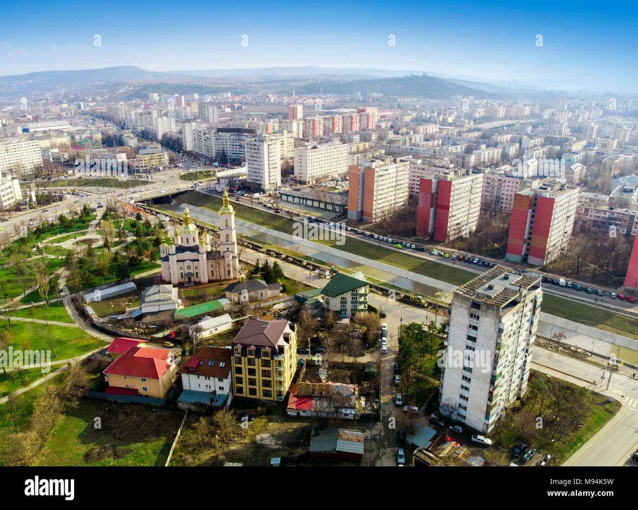 Vista aerea della città di Iasi in Moldavia. La Romania Foto Stock