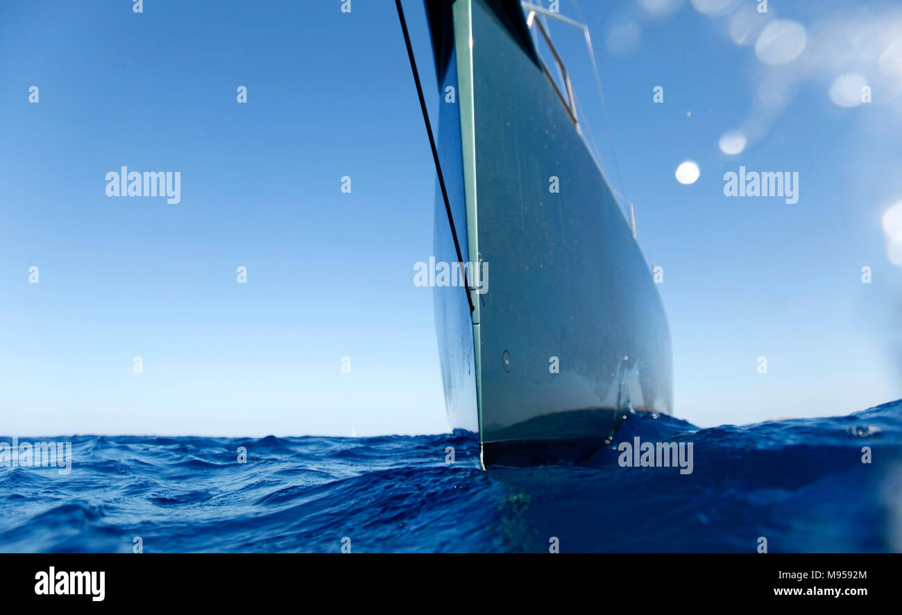 Nacira 67, yacht disegnato da Axel de Beaufort . Il risultato è una vasta pianificazione della forma dello scafo dotato di una chiglia canting, twin timone di direzione di un sistema Foto Stock