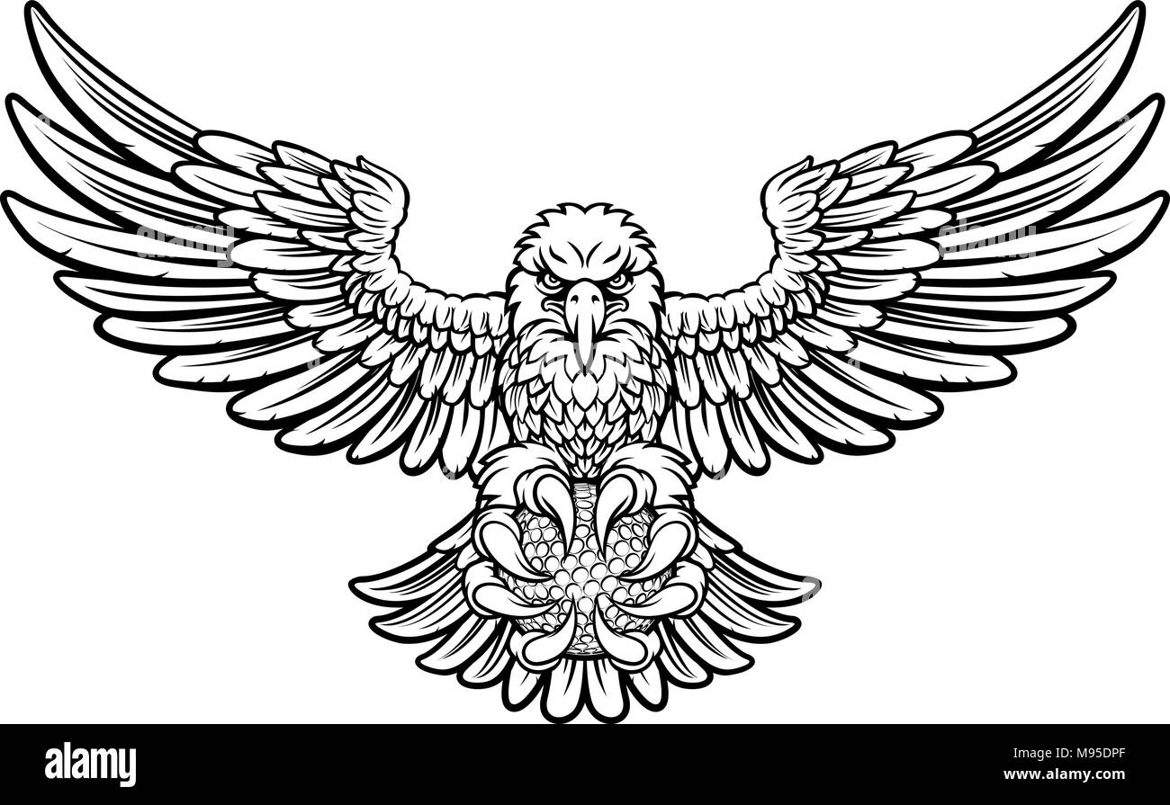 Golf Eagle mascotte sportive Illustrazione Vettoriale