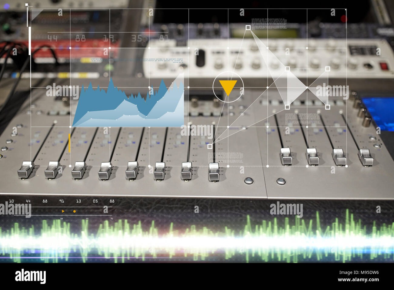 Musica console di miscelazione al sound studio di registrazione Foto Stock