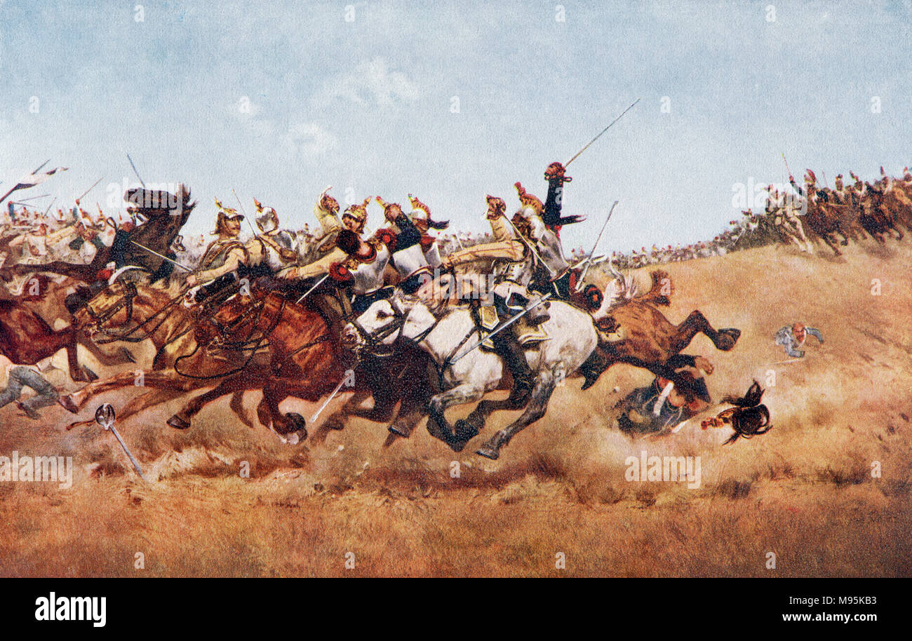 La carica del Cuirassiers presso Rezonville, durante la Battaglia di Gravelotte, aka Gravelotte-SAN Privat, 1870. Da Hutchinson nella storia delle nazioni, pubblicato 1915 Foto Stock
