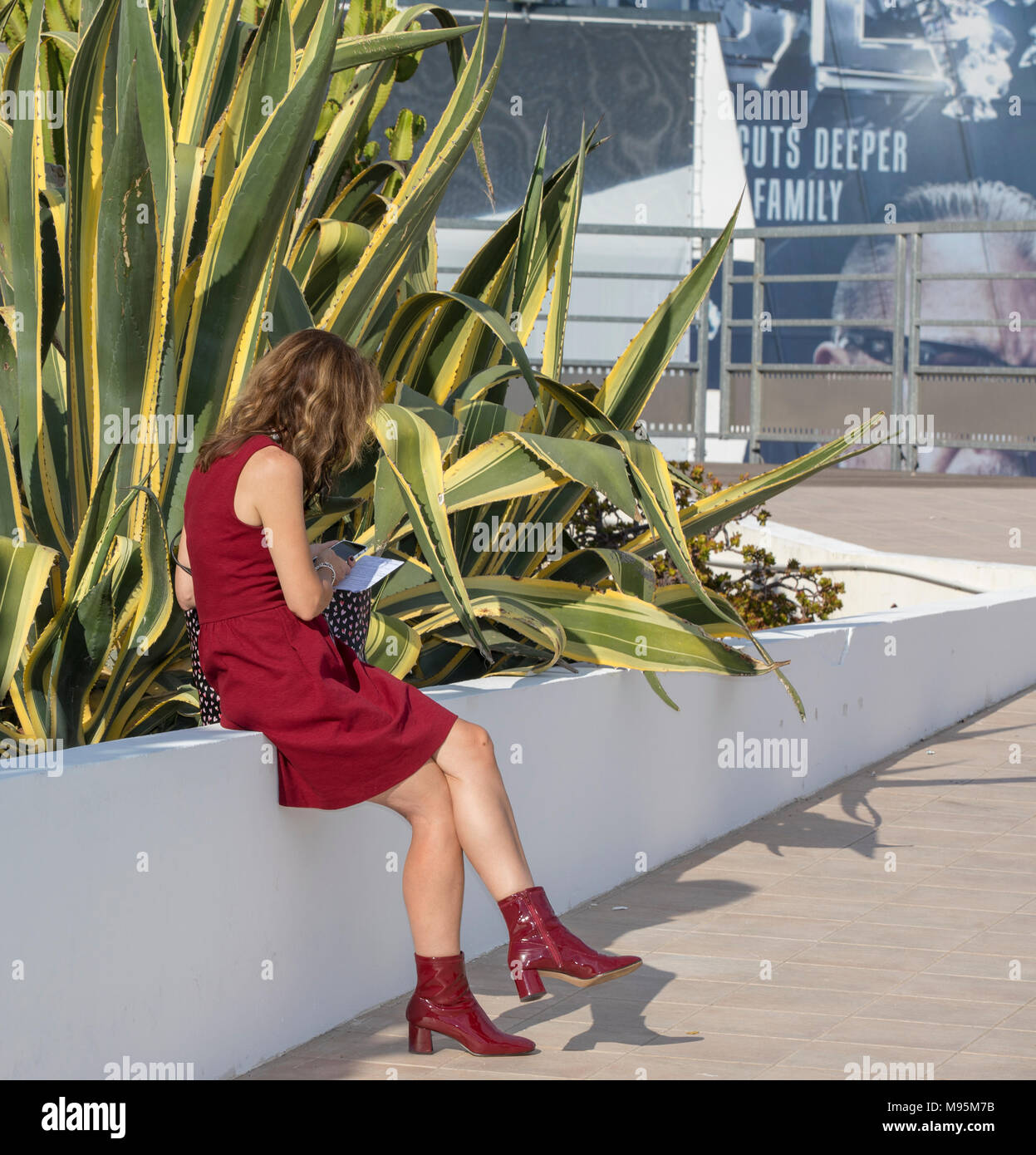 Le donne che lavorano sullo smartphone, il controllo della posta elettronica e appuntamenti di affari.ufficio mobile Foto Stock