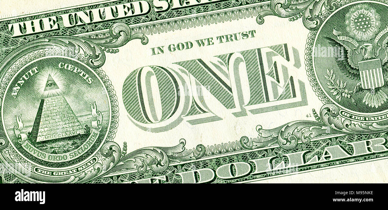 La banconota di un dollaro americano close up. Noi della carta moneta Foto Stock
