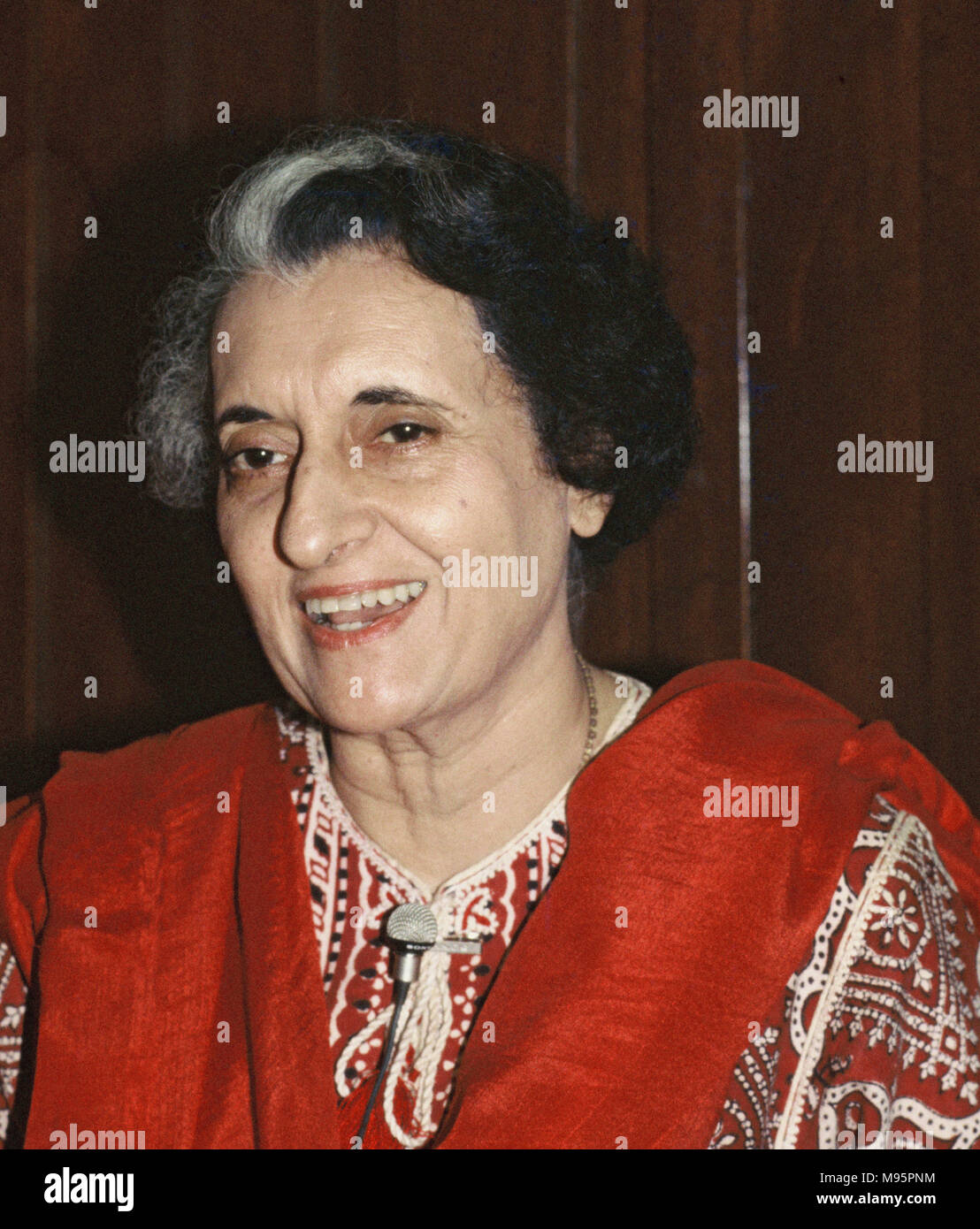 Indira Gandhi al vertice di Cancun il 22 ottobre 1981. Fotografia di Dennis Brack Foto Stock