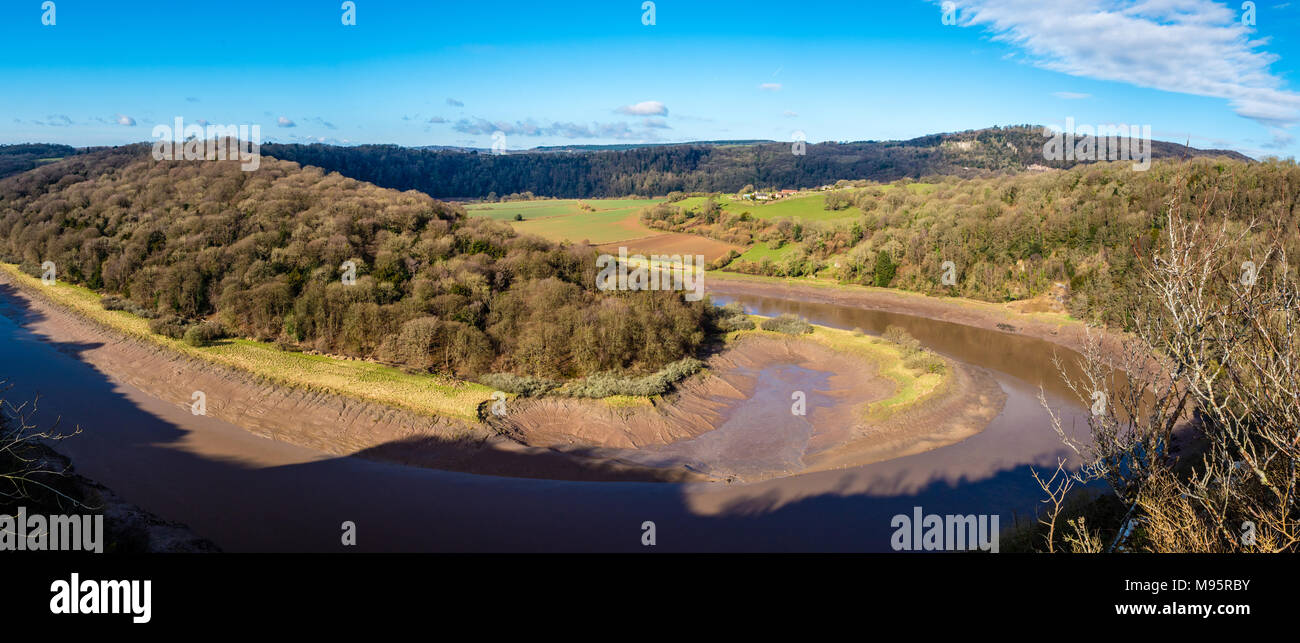 Panorama invernale di Wintours salto nel memorandum di Wye Valley vicino a Chepstow sul confine gallese REGNO UNITO Foto Stock