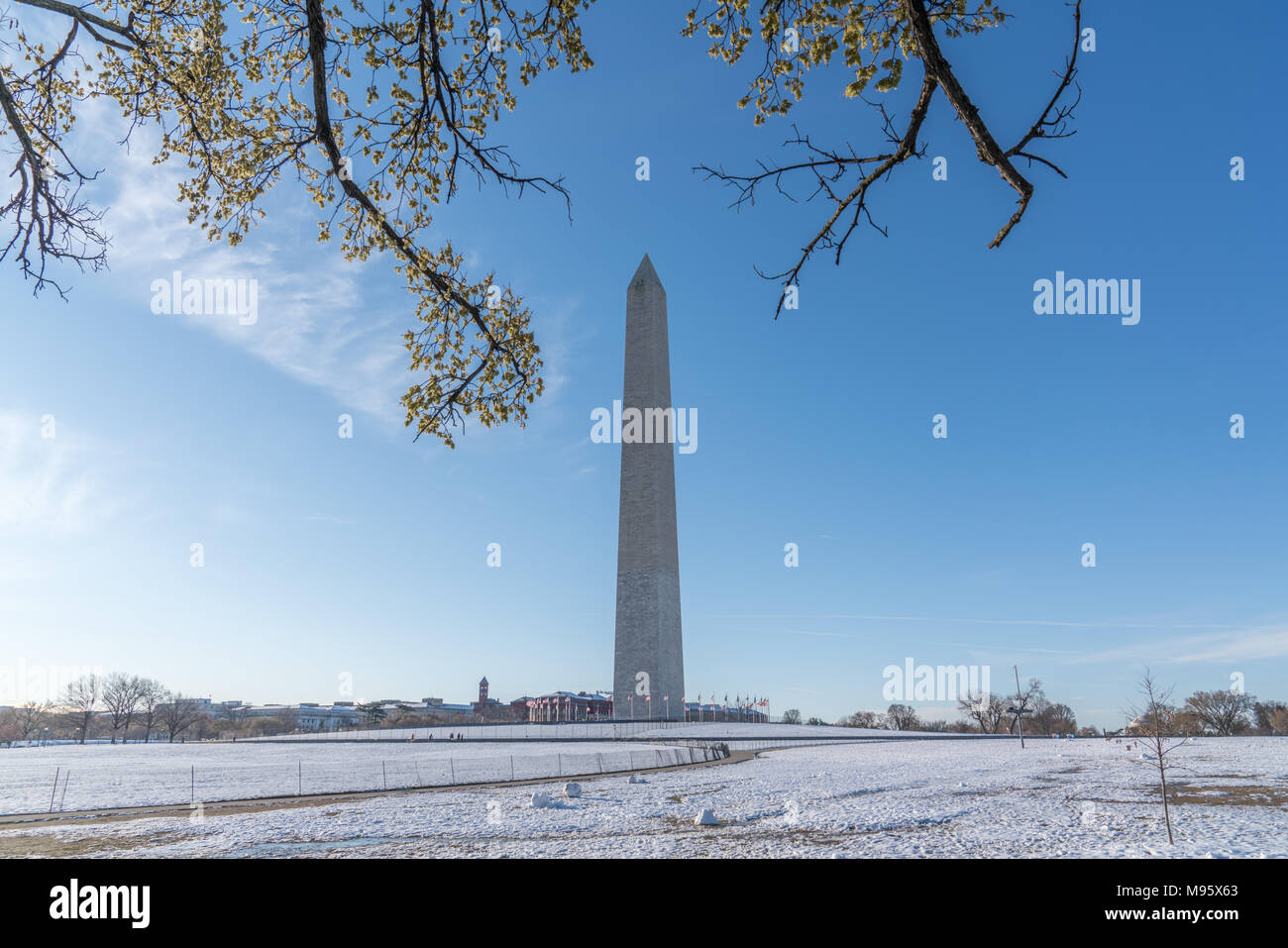 Il Monumento di Washington è un obelisco sul National Mall di Washington D.C., costruita per commemorare George Washington. Foto Stock