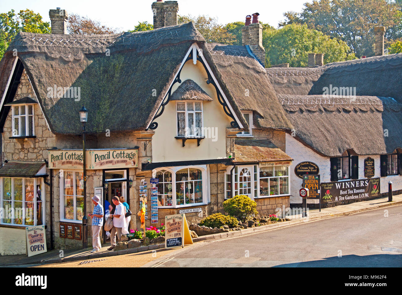 Vecchio Shanklin, matita di paglia Cottage,sala da tè; Regali, Isle of Wight, Hampshire, Inghilterra, Foto Stock