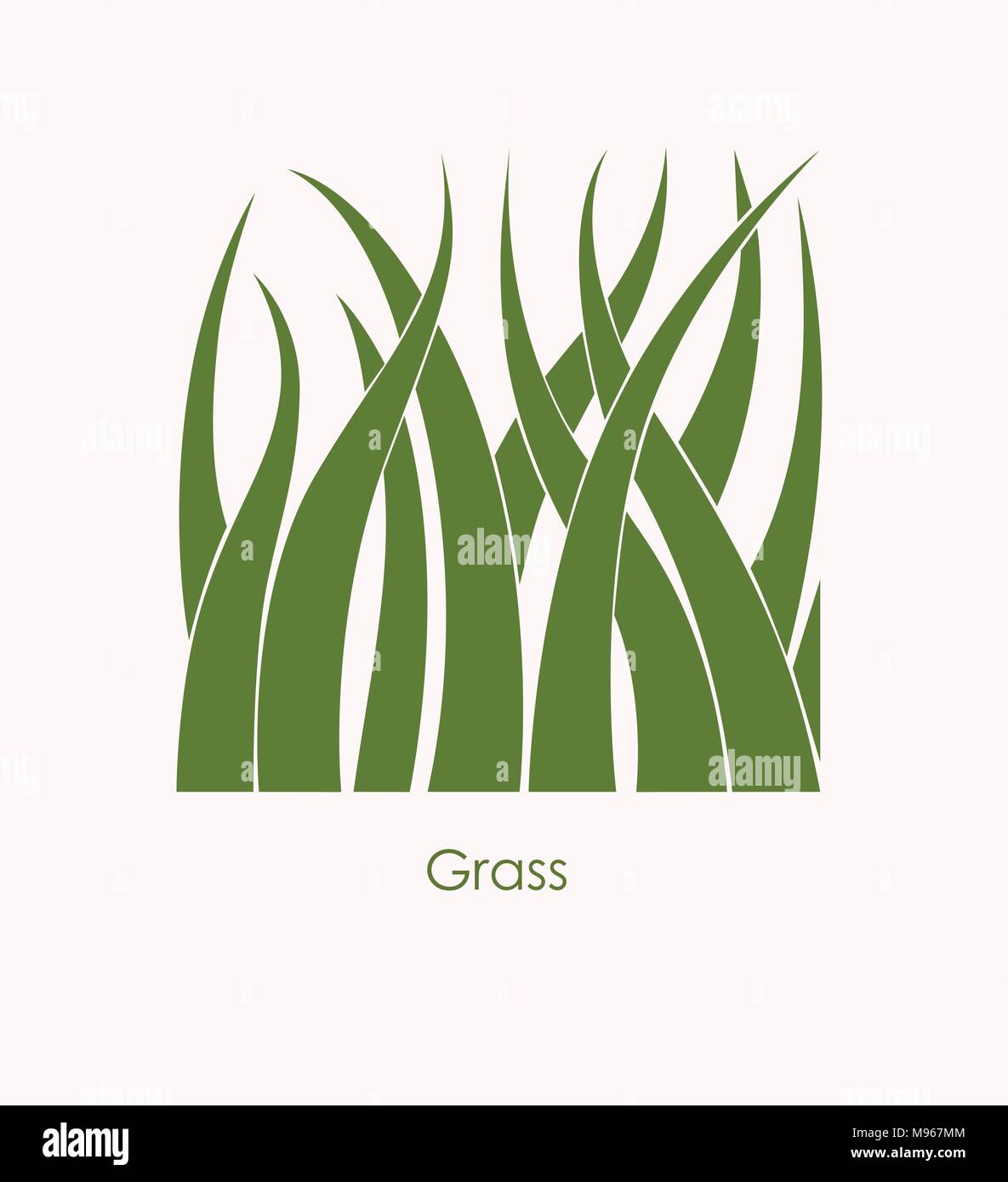 Etichetta di erba disegno astratto. Icona quadrata. Bellissimo giardino del logo aziendale. Illustrazione Vettoriale