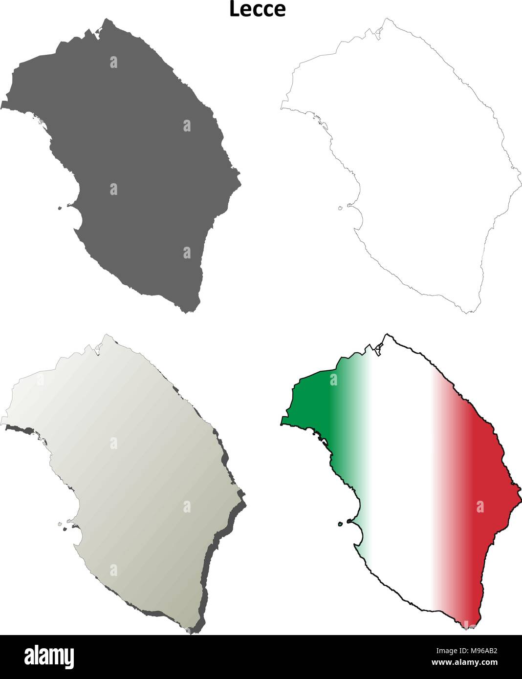 Lecce blank dettagliata mappa di contorno impostato Illustrazione Vettoriale