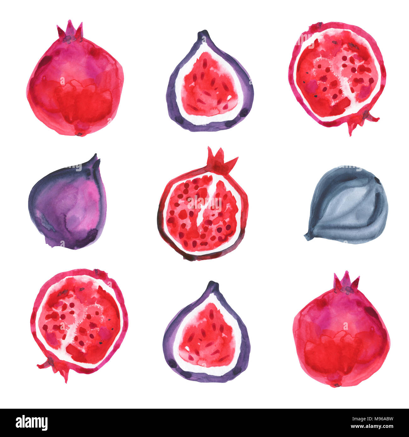 Acquerelli di frutta esotica. Disegnata a mano illustrazione Foto Stock