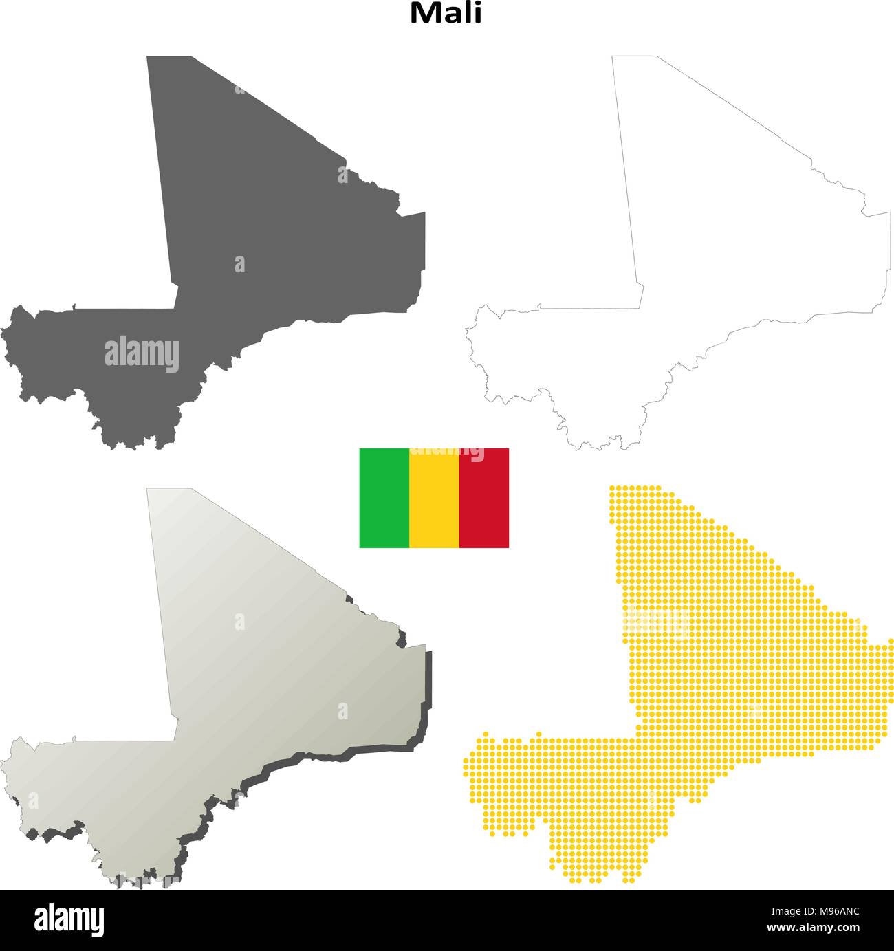 Mali mappa di contorno impostato Illustrazione Vettoriale