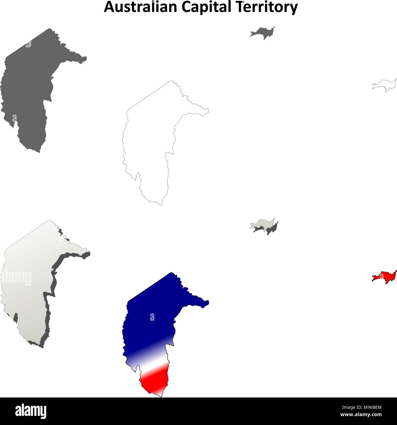 Territorio della Capitale Australiana mappa di contorno impostato Illustrazione Vettoriale