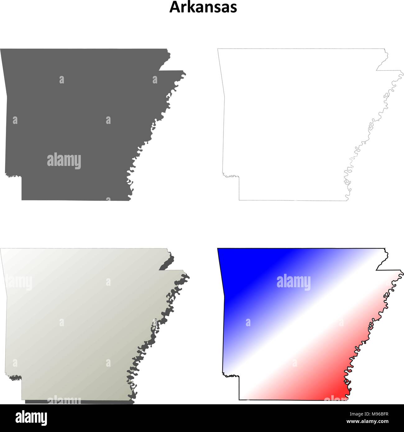 Arkansas mappa di contorno impostato Illustrazione Vettoriale