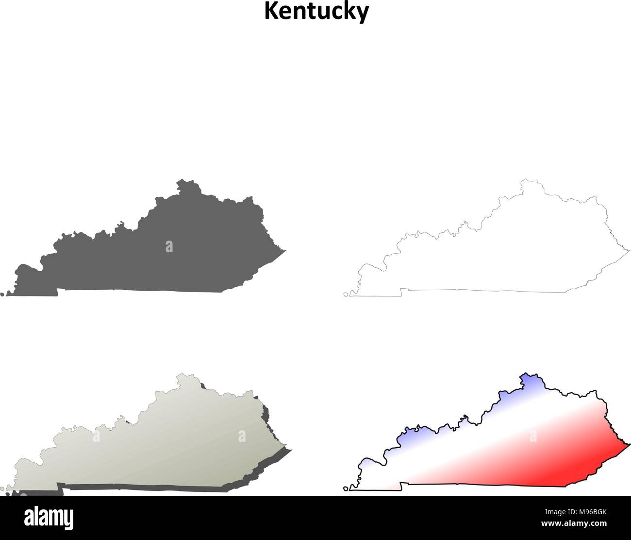 Kentucky mappa di contorno impostato Illustrazione Vettoriale