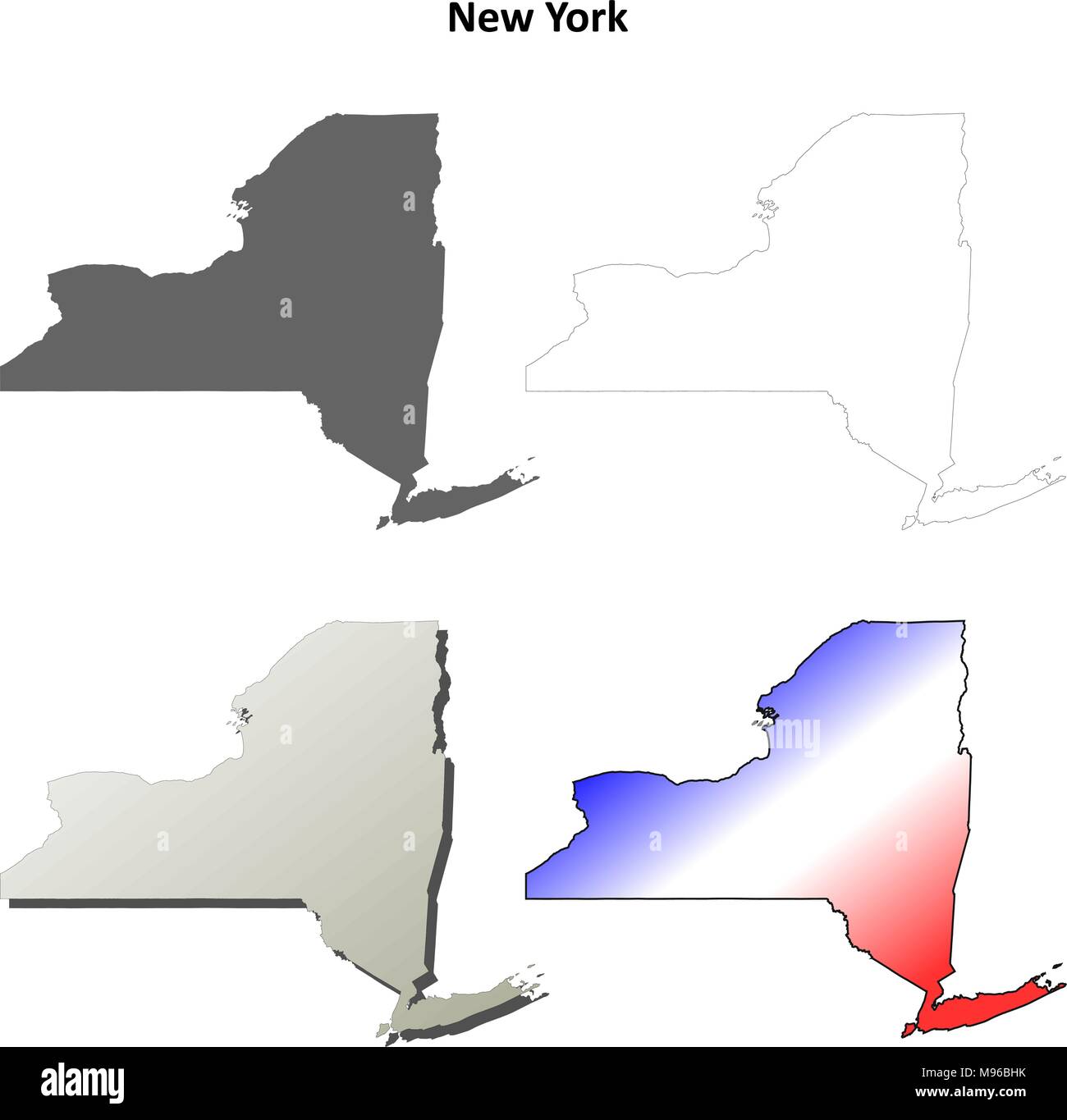 New York mappa di contorno impostato Illustrazione Vettoriale