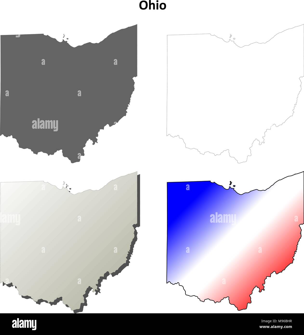 Ohio mappa di contorno impostato Illustrazione Vettoriale