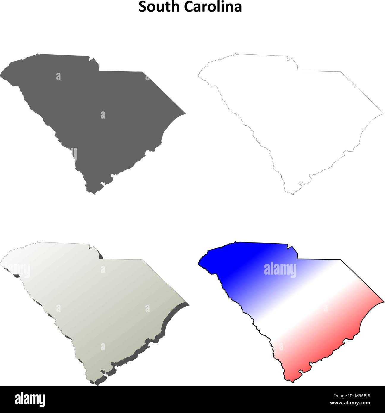 Carolina del Sud mappa di contorno impostato Illustrazione Vettoriale