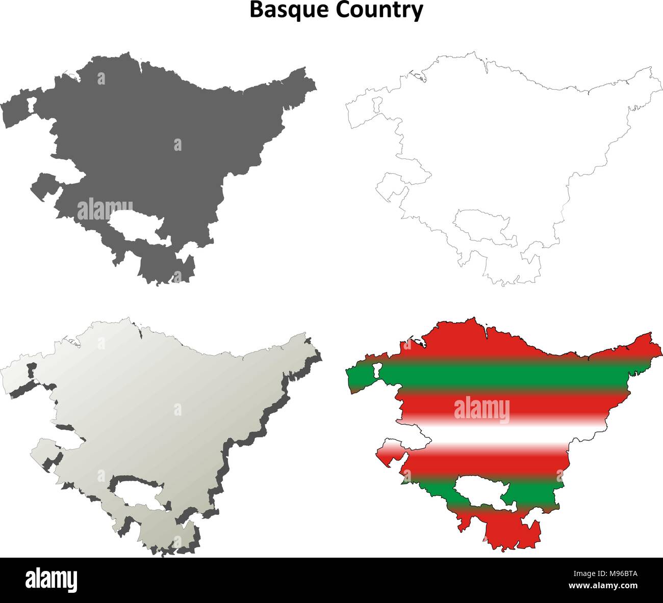 Paesi Baschi mappa di contorno impostato - versione basca Illustrazione Vettoriale