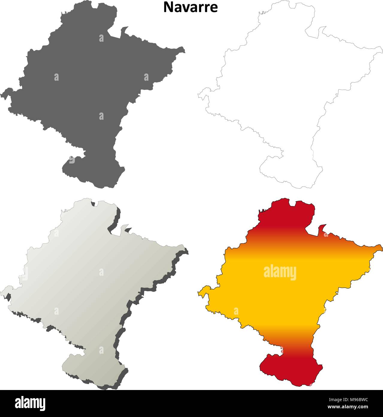 Navarra blank dettagliata mappa di contorno impostato Illustrazione Vettoriale