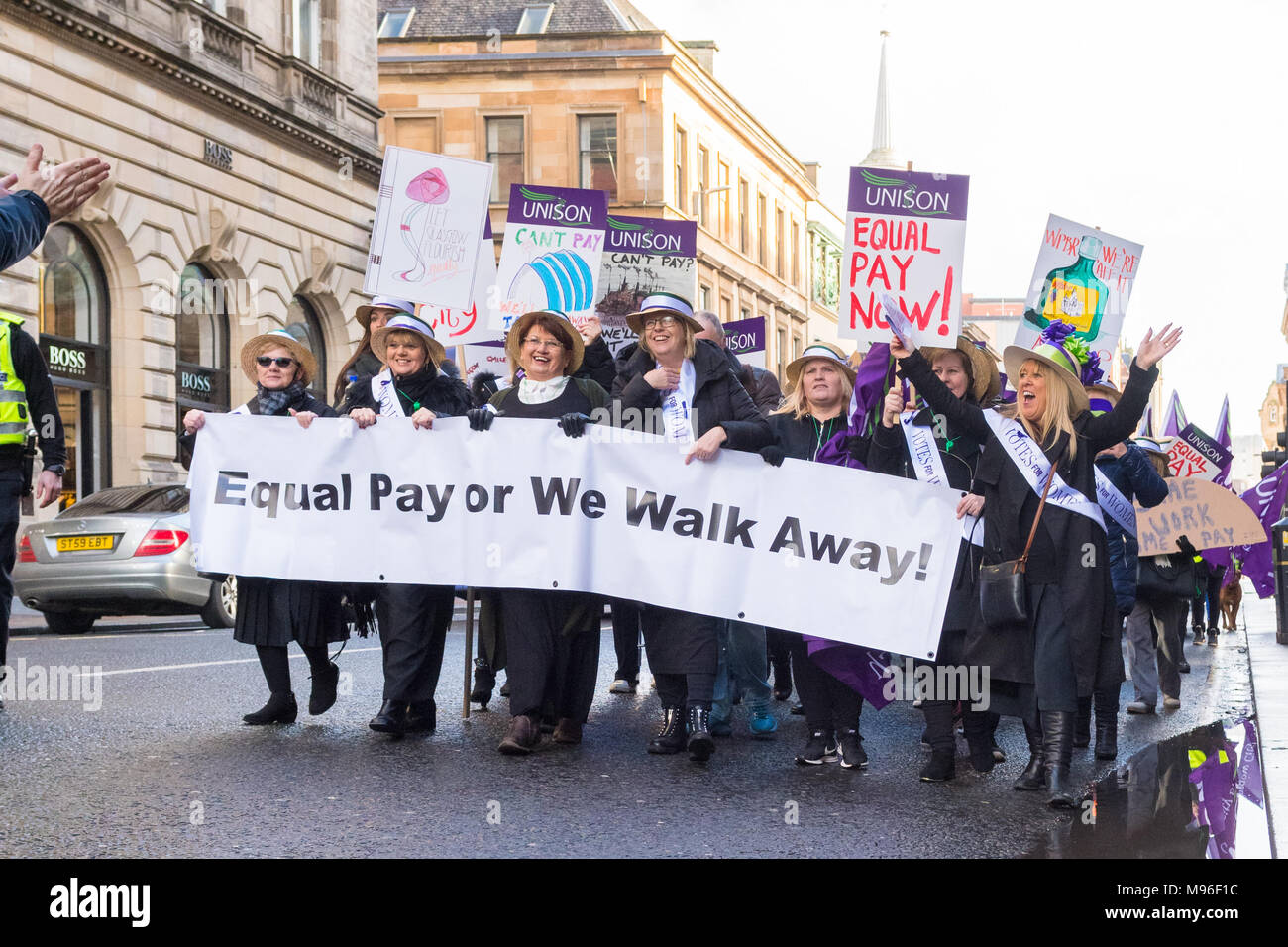 La parità di retribuzione marcia di protesta a Glasgow 10 Febbraio 2018 Foto Stock