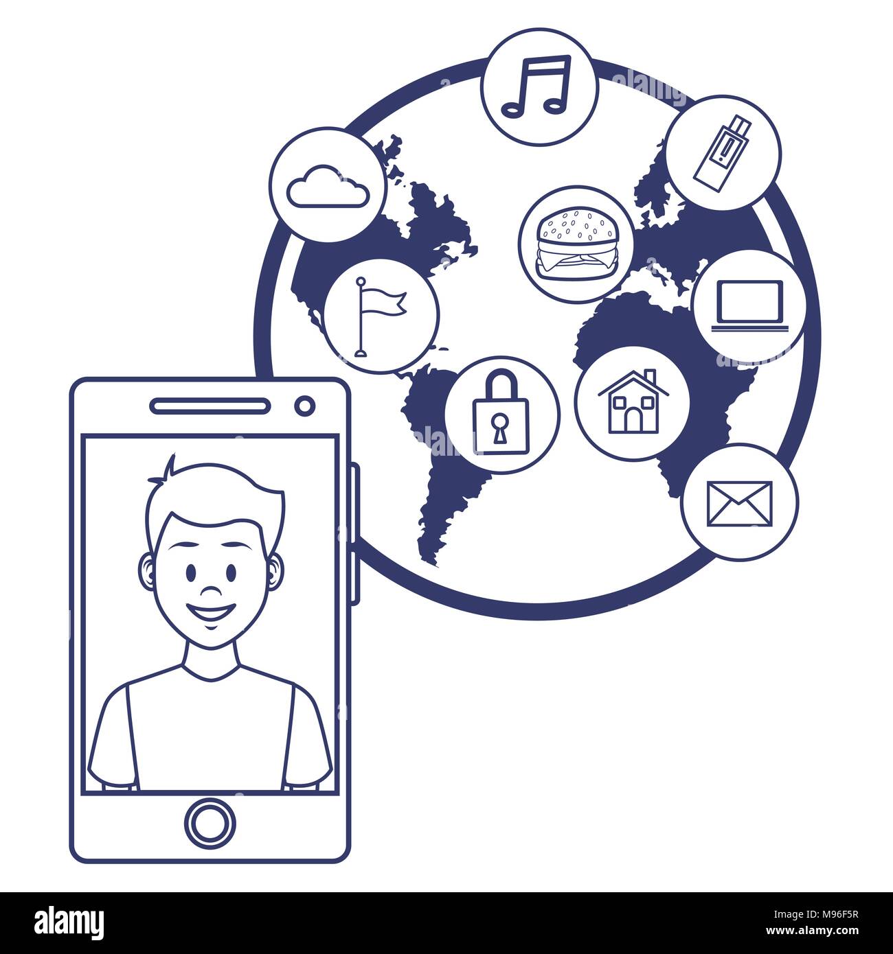 Le persone e i social media cartoon Illustrazione Vettoriale