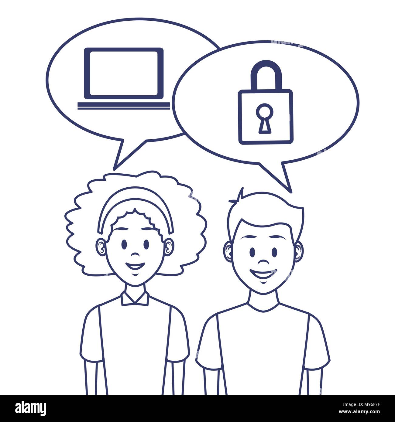 Le persone e i social media cartoon Illustrazione Vettoriale