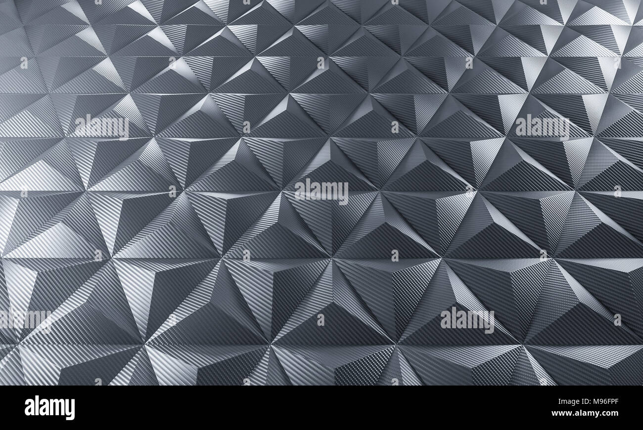 Disegno geometrico in fibra di carbonio background 3d rendering immagine Foto Stock