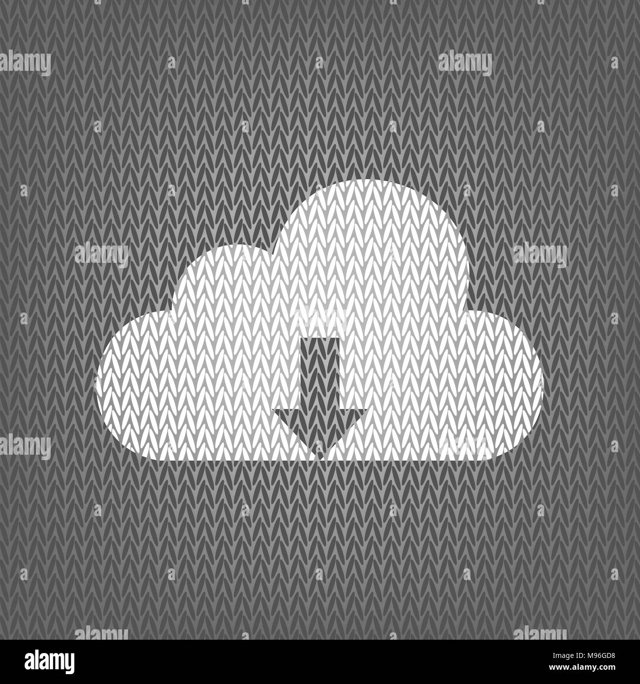 La tecnologia cloud segno. Vettore. Bianco maglia icona sul grigio Sfondo a maglia. Isolato. Illustrazione Vettoriale