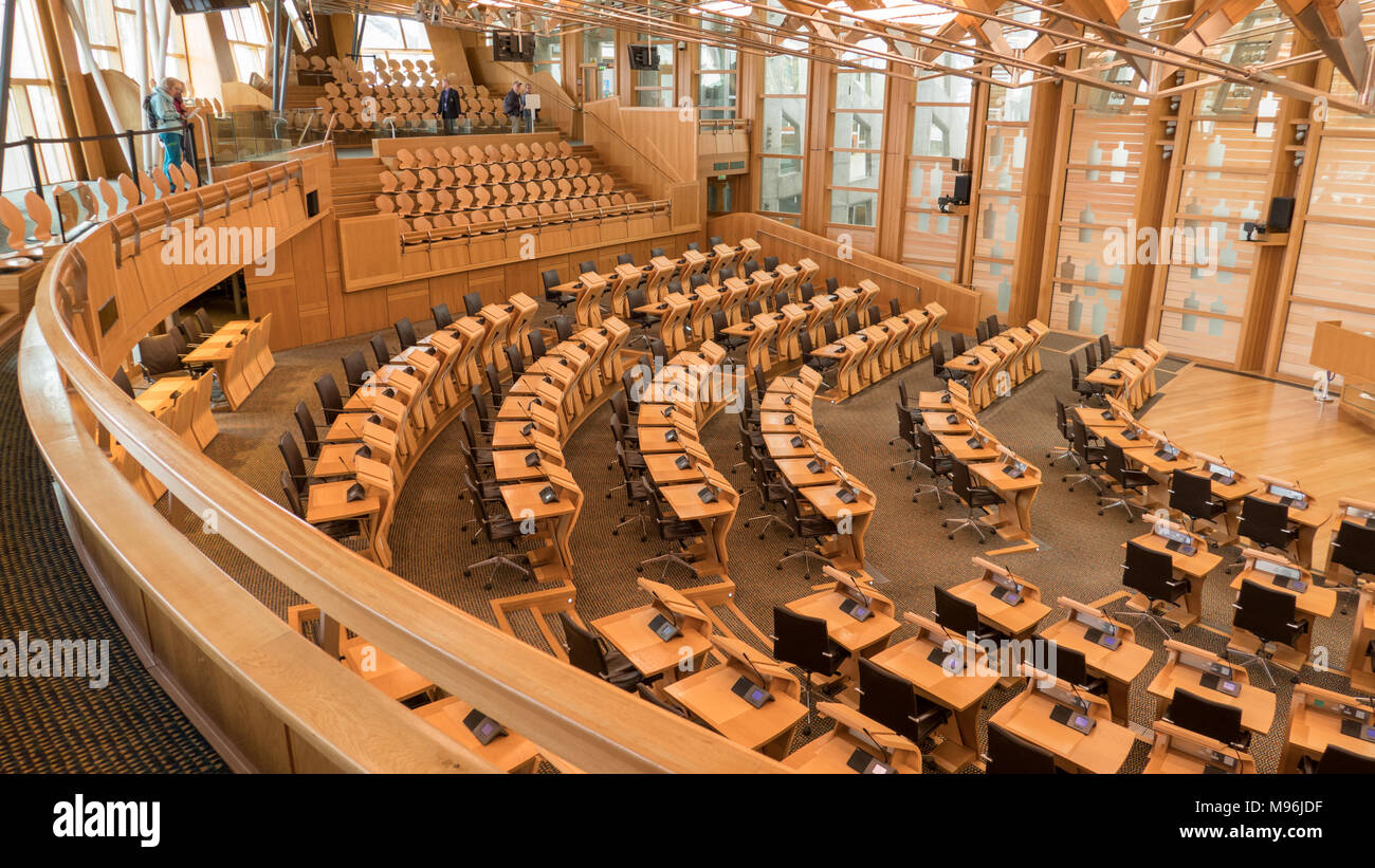 Vista interna dell'edificio del parlamento scozzese di Edimburgo in Scozia UK Foto Stock