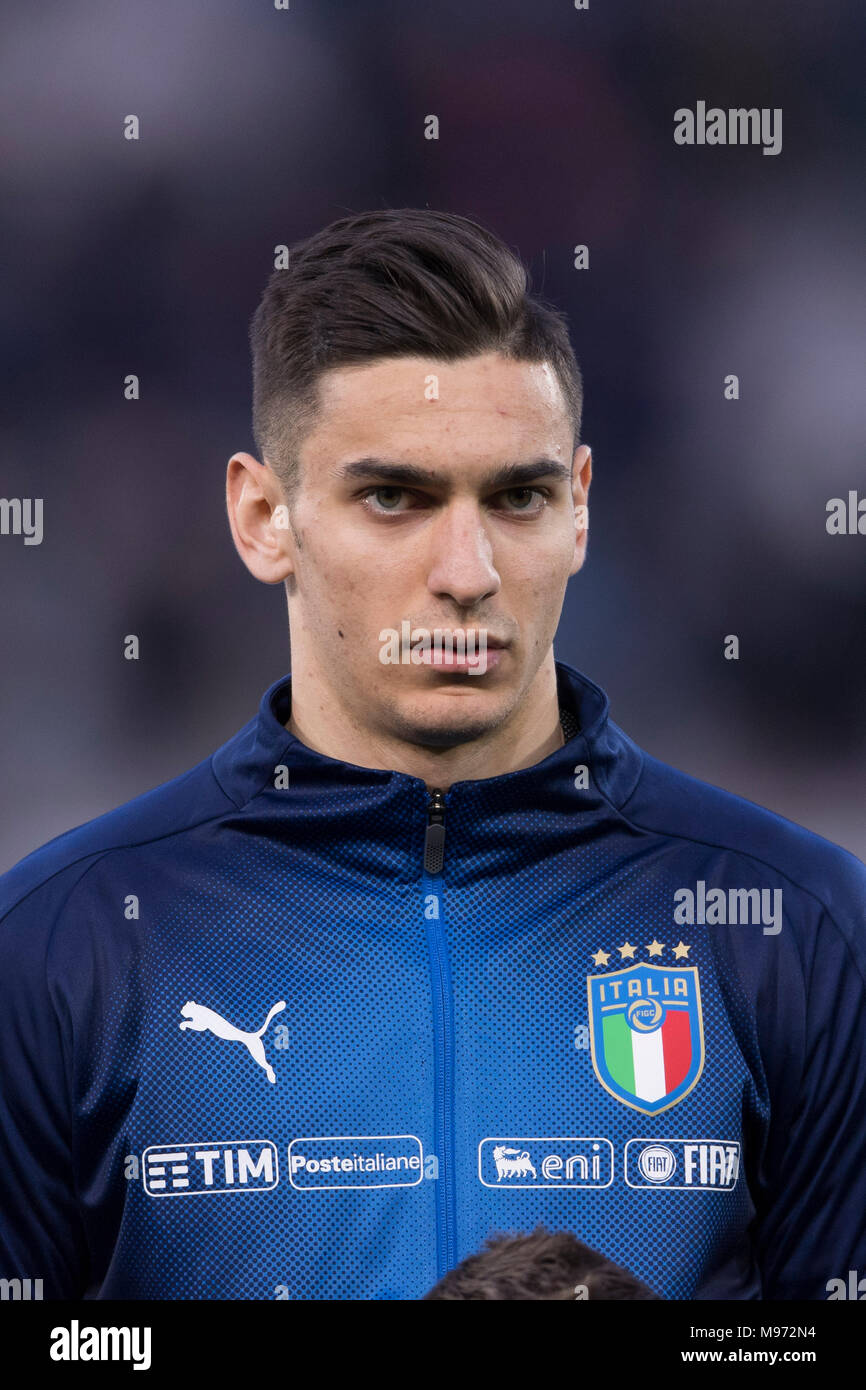 Alex Meret dell Italia durante UEFA EURO 2019 Sotto 21 in Italia ' turno di qualifica , amichevole tra Italia 1-1 Norvegia Hotspur a Renato Curi stadio su Marzo 22 , 2018 a Perugia, Italia. (Foto di Maurizio Borsari/AFLO) Foto Stock