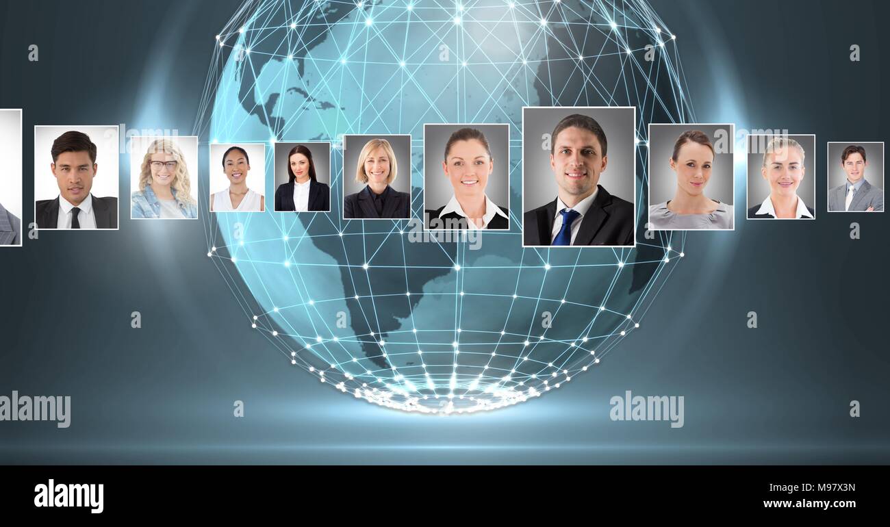 Profili ritratto di diverse persone in tutto il mondo Foto Stock