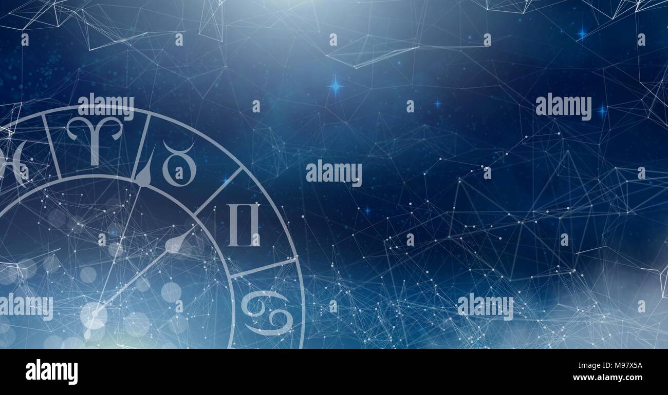 Astrologia zodiaco con linee di collegamento Foto Stock