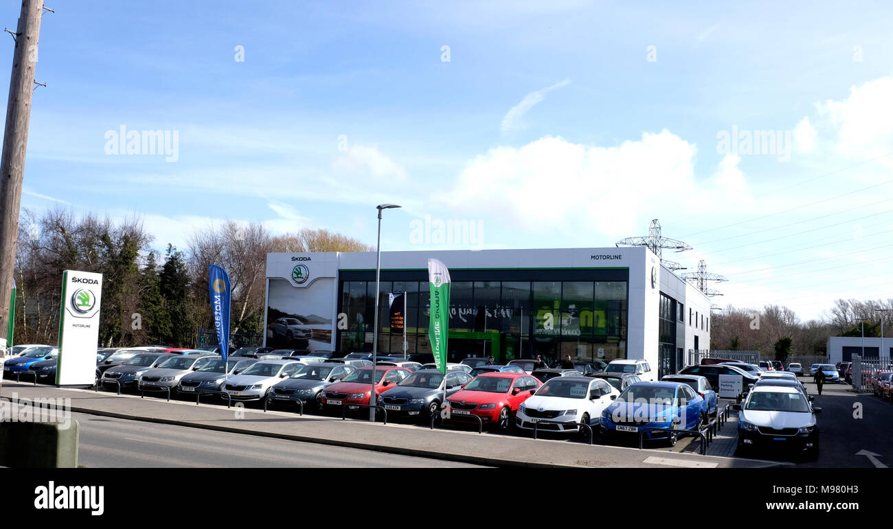 Skoda a rivenditori di automobili in broadoak road Canterbury Kent REGNO UNITO marzo 2018 Foto Stock