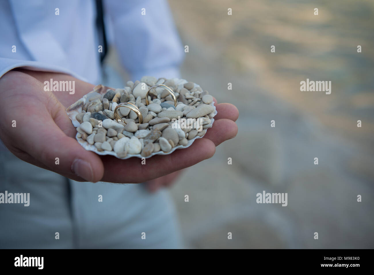 Squisiti gli anelli di nozze Foto Stock