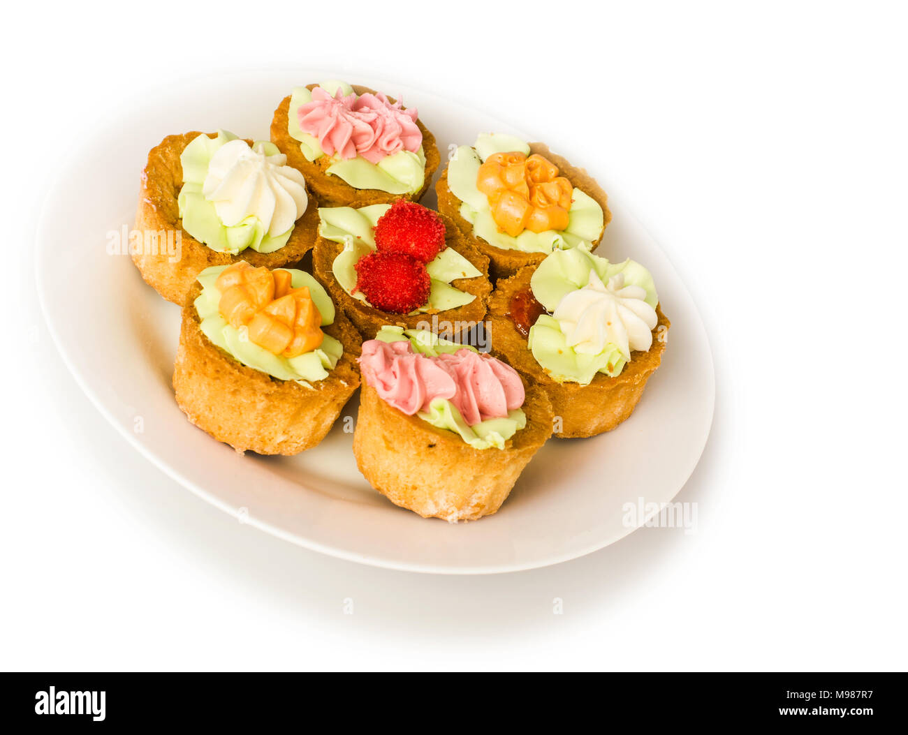 Dessert su piastra Foto Stock