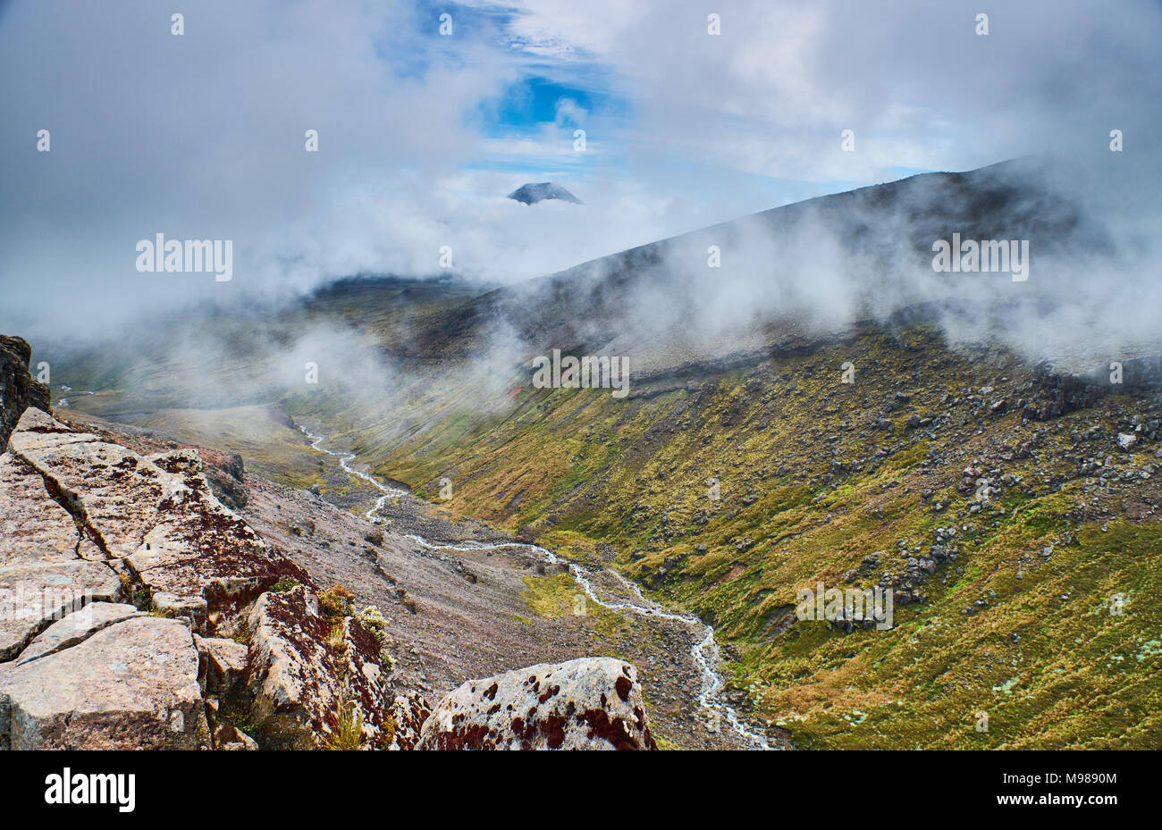 Nuova Zelanda, Isola del nord, il Parco nazionale di Tongariro, paesaggio vulcanico Foto Stock