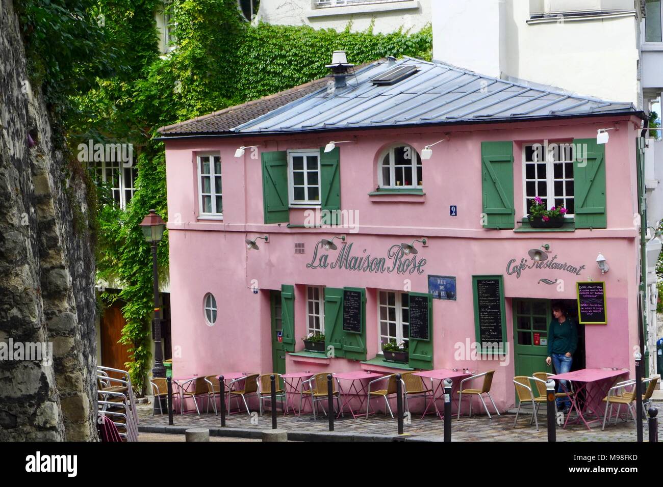 Casa Rosa a Montmartre, Parigi Foto Stock