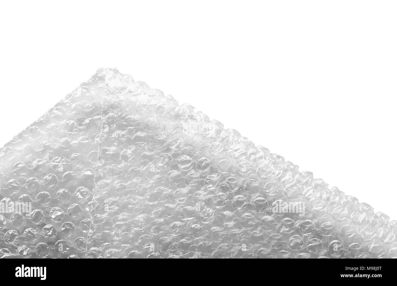 Bubble wrap materiale per un imballaggio di sicurezza, isolato su sfondo bianco. Texture astratta. Foto Stock