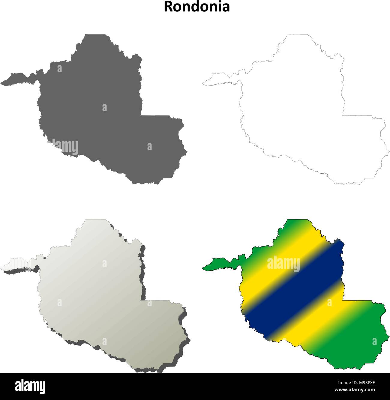 Rondonia vuoto mappa di contorno impostato Illustrazione Vettoriale